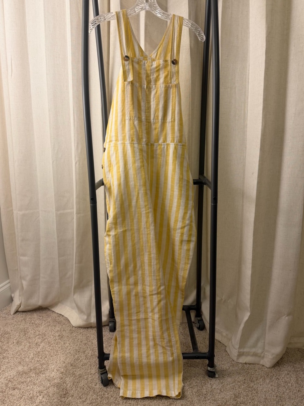 EUC Urban Outfitters Yellow and White Striped Cotton Overall Jumper Size Small.